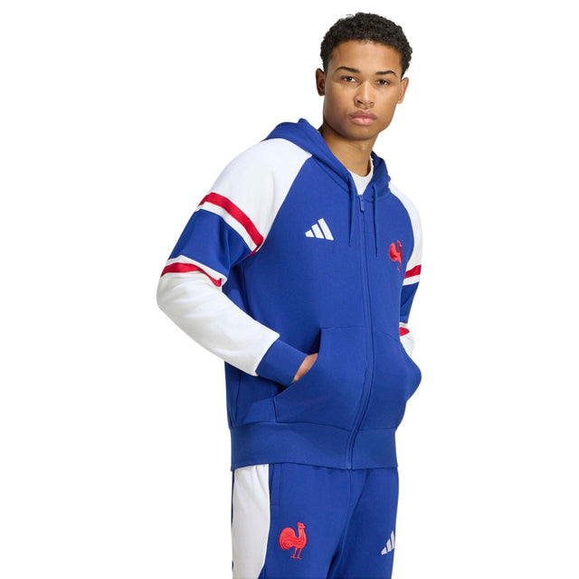 adidas France Rugby Mens Travel Full-Zip Hoodie