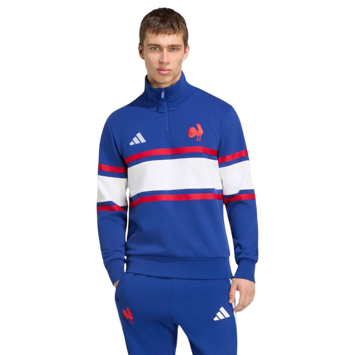 adidas France Rugby Travel Mens Half-Zip Sweatshirt