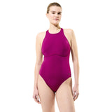 Speedo Solid Racerback Zip Womens One-Piece Swimsuit