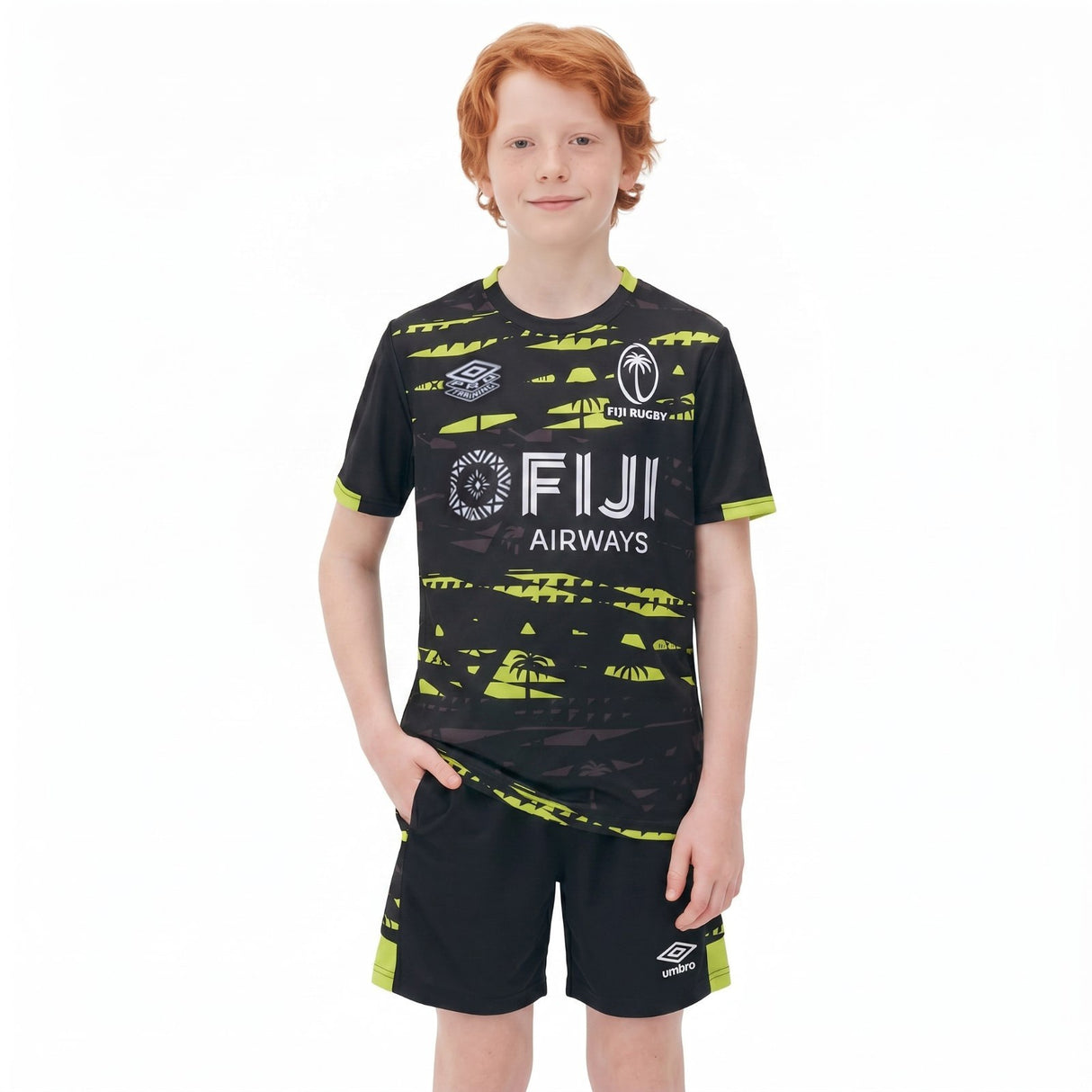Umbro Fiji 7s Rugby 2026 Short Sleeve Kids Pre-Match Top