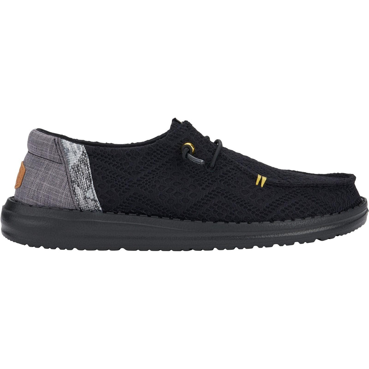HEYDUDE Womens Wendy Boho Crochet Shoes Black