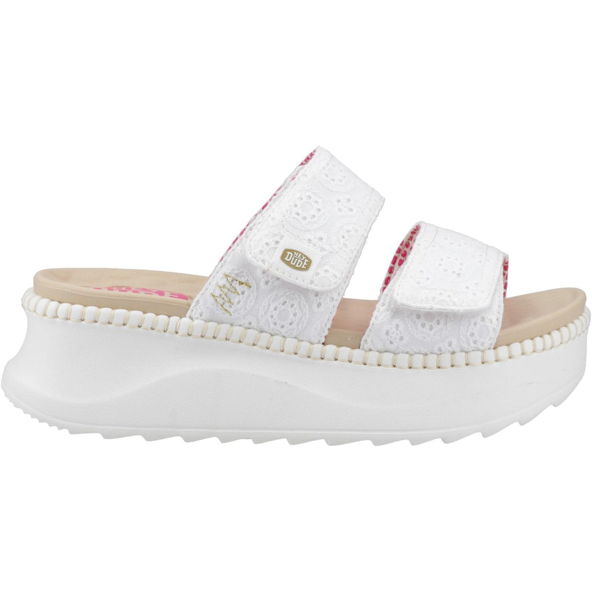 HEYDUDE Womens Delray Slide Eyelet Sandal White