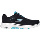 Skechers Womens GO WALK 7 - Cosmic Waves Trainers Black/Turquoise