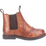 Cotswold Junior Boys Nympsfield Brogue Pull On Chelsea Boots Tan