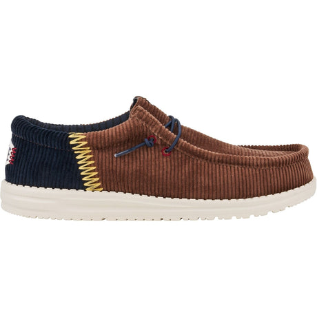 HEYDUDE Mens Wally Funk Corduroy Shoes Espresso/Blue Jean