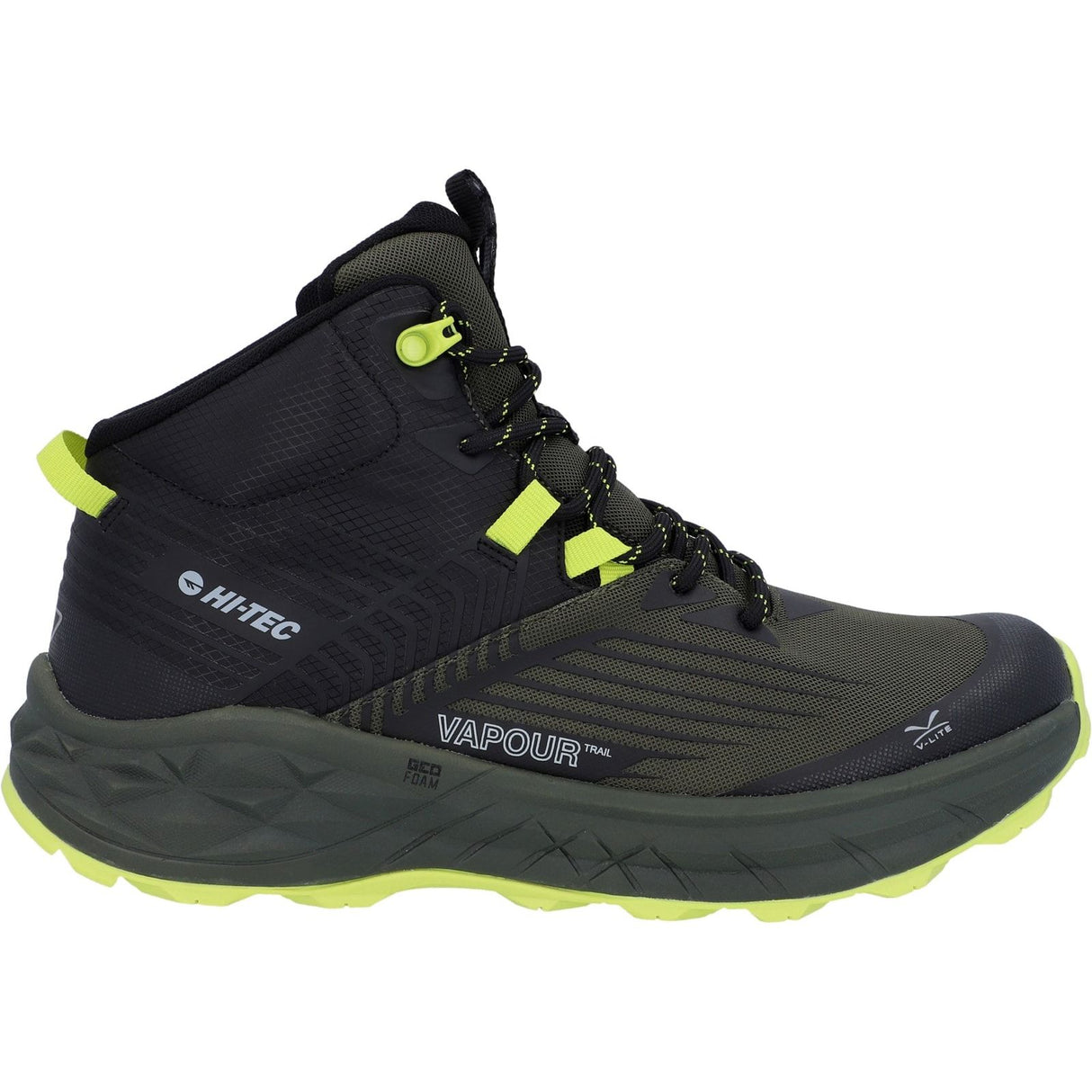 Hi-Tec Mens Fuse Trail Mid WP Trainers Black/Olive