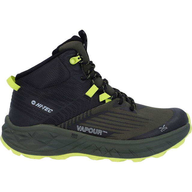 Hi-Tec Mens Fuse Trail Mid WP Trainers Black/Olive
