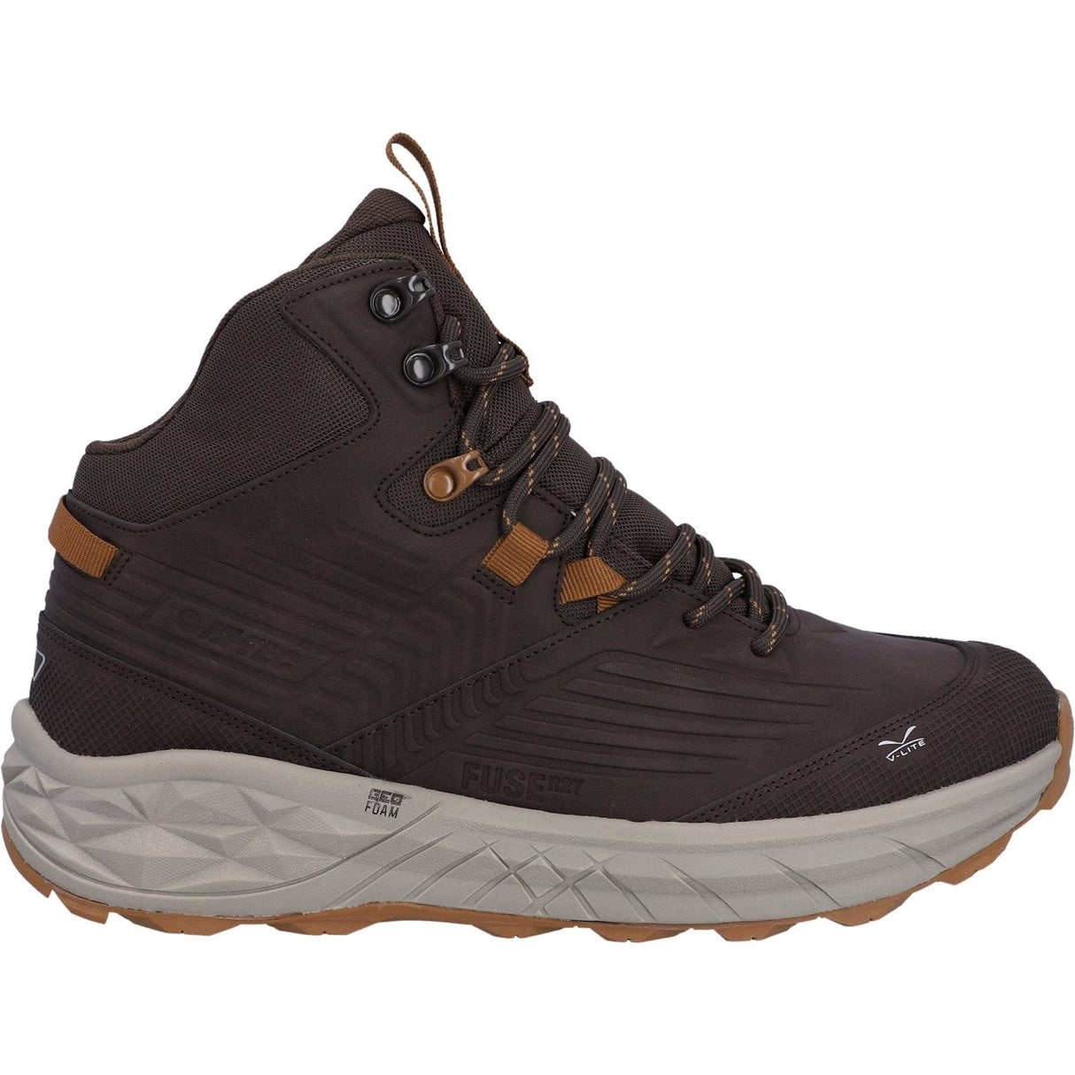 Hi-Tec Mens Fuse Trek Mid Hiking Boots Steel/Charcoal/Bright Marigold