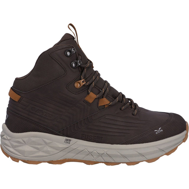 Hi-Tec Mens Fuse Trek Mid Hiking Boots Steel/Charcoal/Bright Marigold