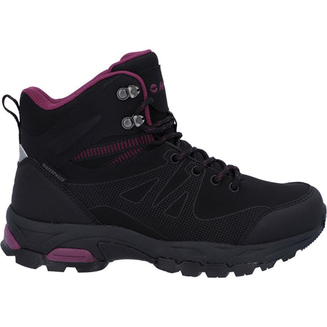 Hi-Tec Womens Jackdaw Mid Waterproof Boot Black/Burgundy