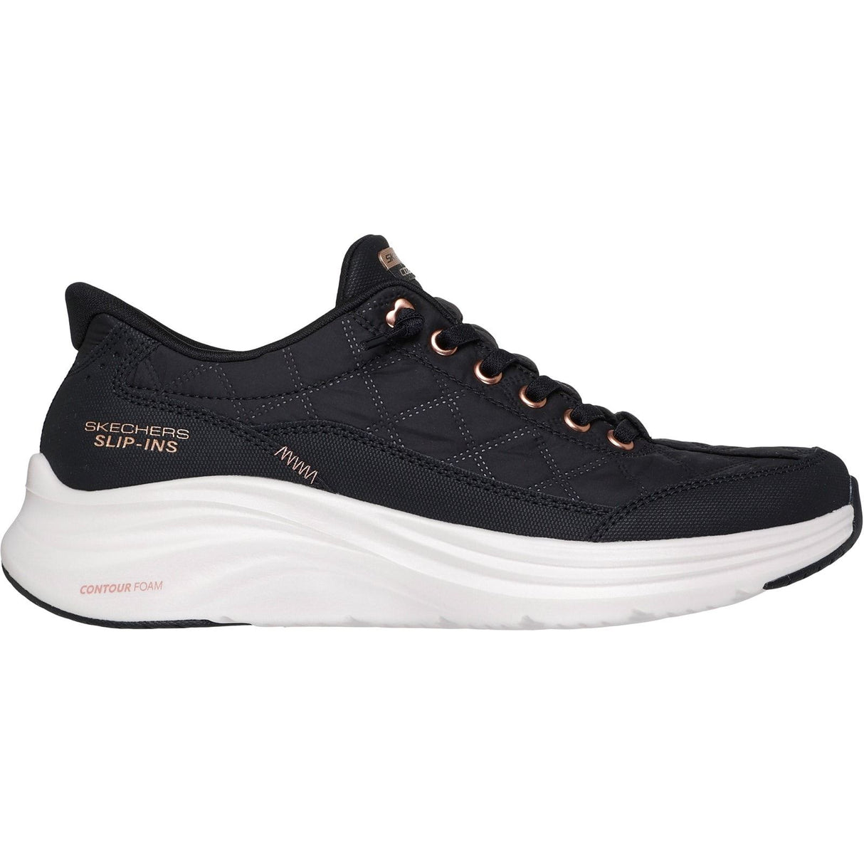 Skechers Womens Contour Foam Golden Hour Trainers Black/Rose Gold