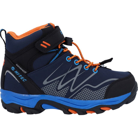 Hi-Tec Junior Boys Blackout Mid Boots Navy/Orange/Lake Blue