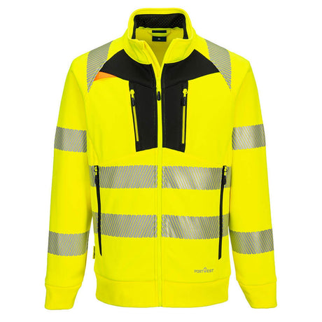 Portwest DX4 Hi-Vis Funnel Neck Zipped Sweatshirt Yellow/Black