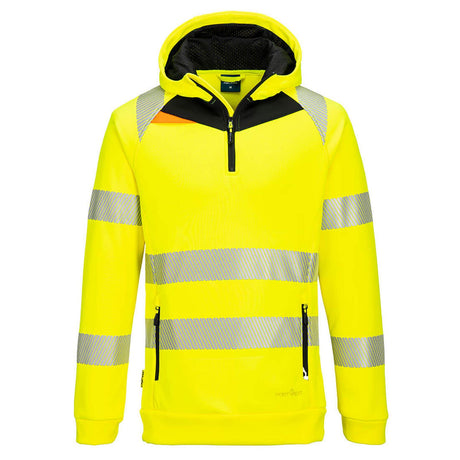Portwest DX4 Hi-Vis 1/4 Zip Hoodie Yellow/Black