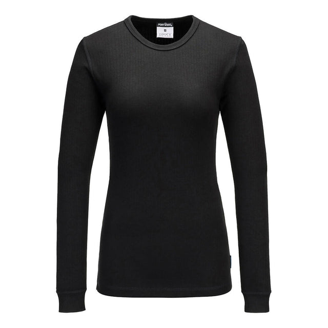 Portwest Women's Thermal T-Shirt Long Sleeve Black