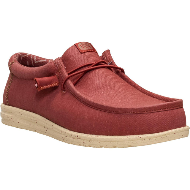 HEYDUDE Mens Wally Canvas Shoe Burnt Red/Boulder Tan