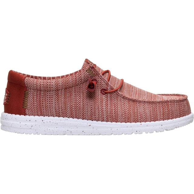 HEYDUDE Mens Wally Stretch Mesh Shoes Burnt Red/Multi