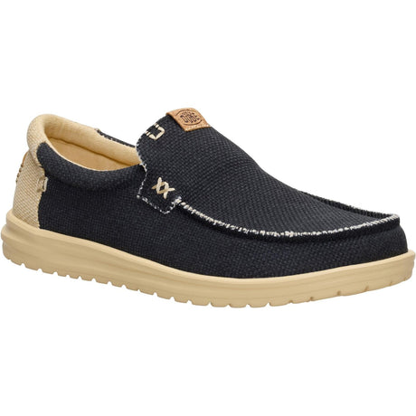 HEYDUDE Mens Mikka Braided Black/Boulder Tan