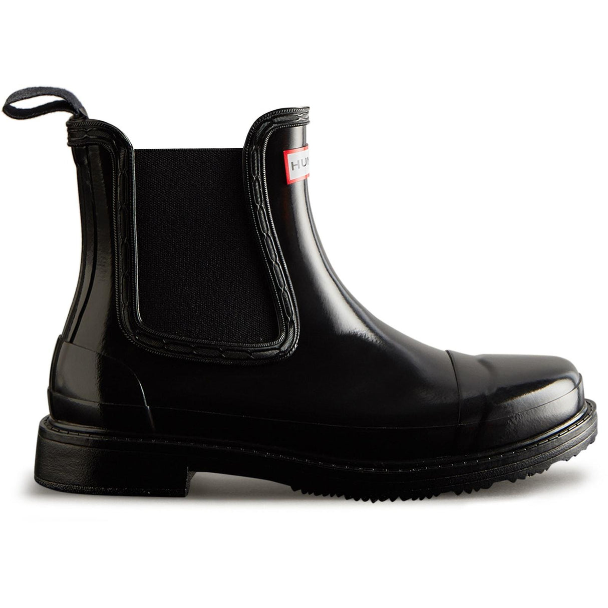Hunter Womens Commando Gloss Chelsea Boots Black