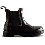 Hunter Womens Commando Gloss Chelsea Boots Black