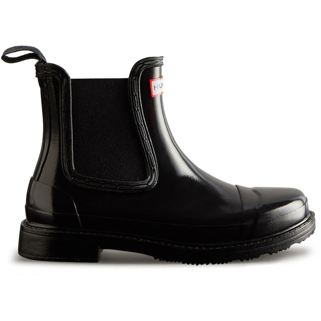 Hunter Womens Commando Gloss Chelsea Boots Black