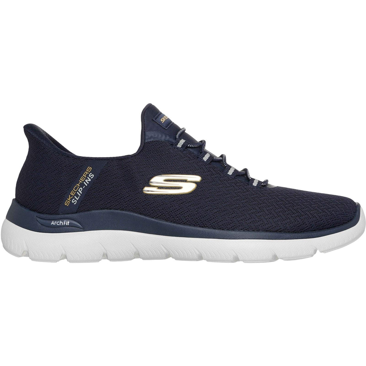 Skechers Mens Arch Fit Summits Kynor Trainers Navy/Yellow