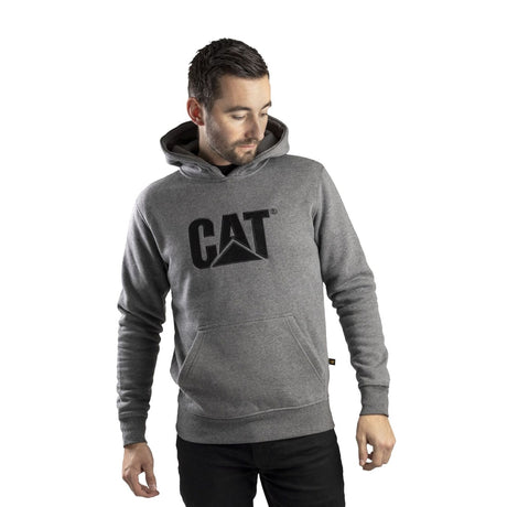 Caterpillar Mens Trademark Hooded Sweatshirt Heather Grey