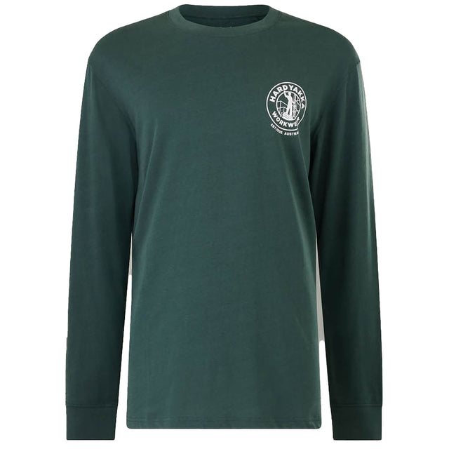 Hard Yakka Mens Heritage Icon Long Sleeve Tee Gardeners Green