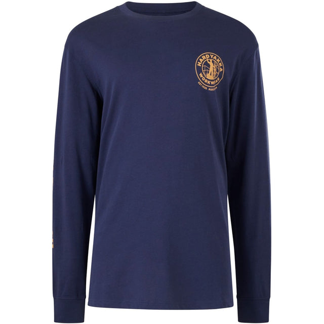 Hard Yakka Mens Heritage Icon Long Sleeve Tee Navy