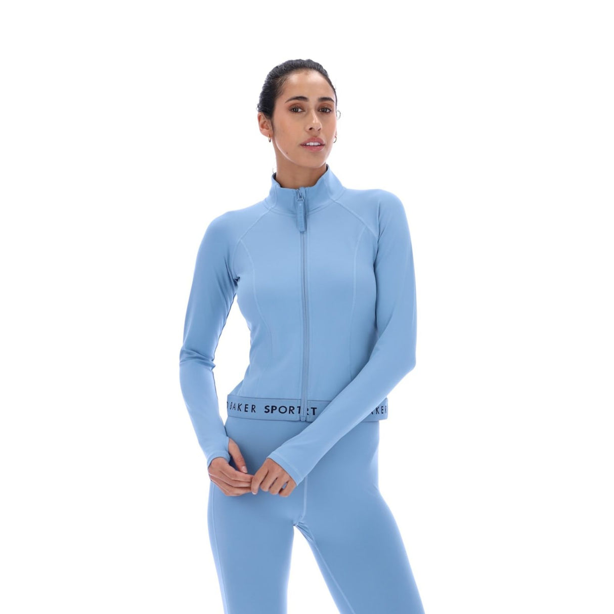 Ted Baker Sport Womens MARIE Essentials Cropped Zip Up Jacket Light Blue