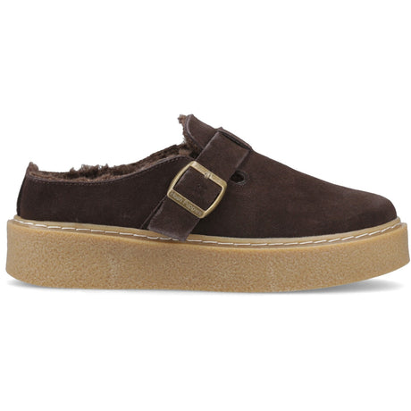Hush Puppies Womens Blanche Fur Mule Chocolate