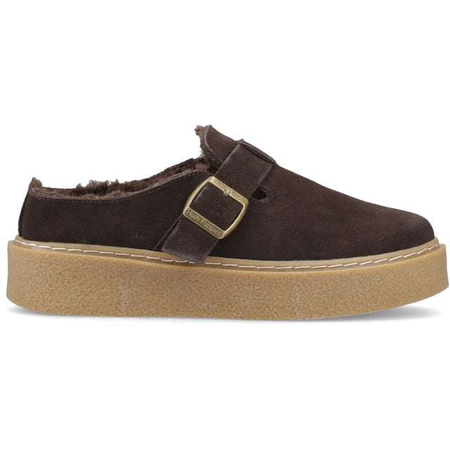 Hush Puppies Womens Blanche Fur Mule Chocolate