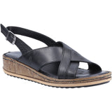 Hush Puppies Womens Elena Cross Over Wedge Sandal Black