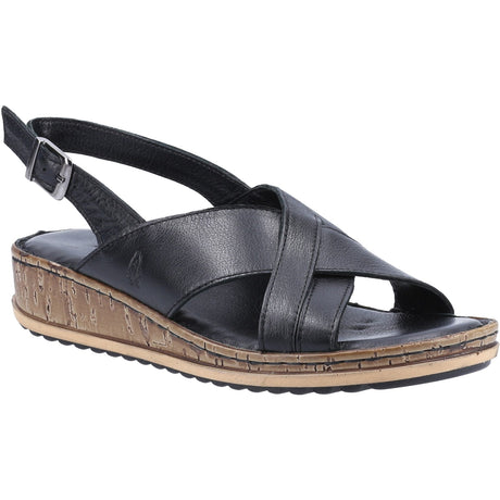 Hush Puppies Womens Elena Cross Over Wedge Sandal Black