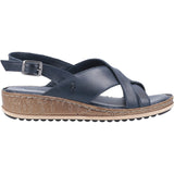 Hush Puppies Womens Elena Cross Over Wedge Sandal Navy