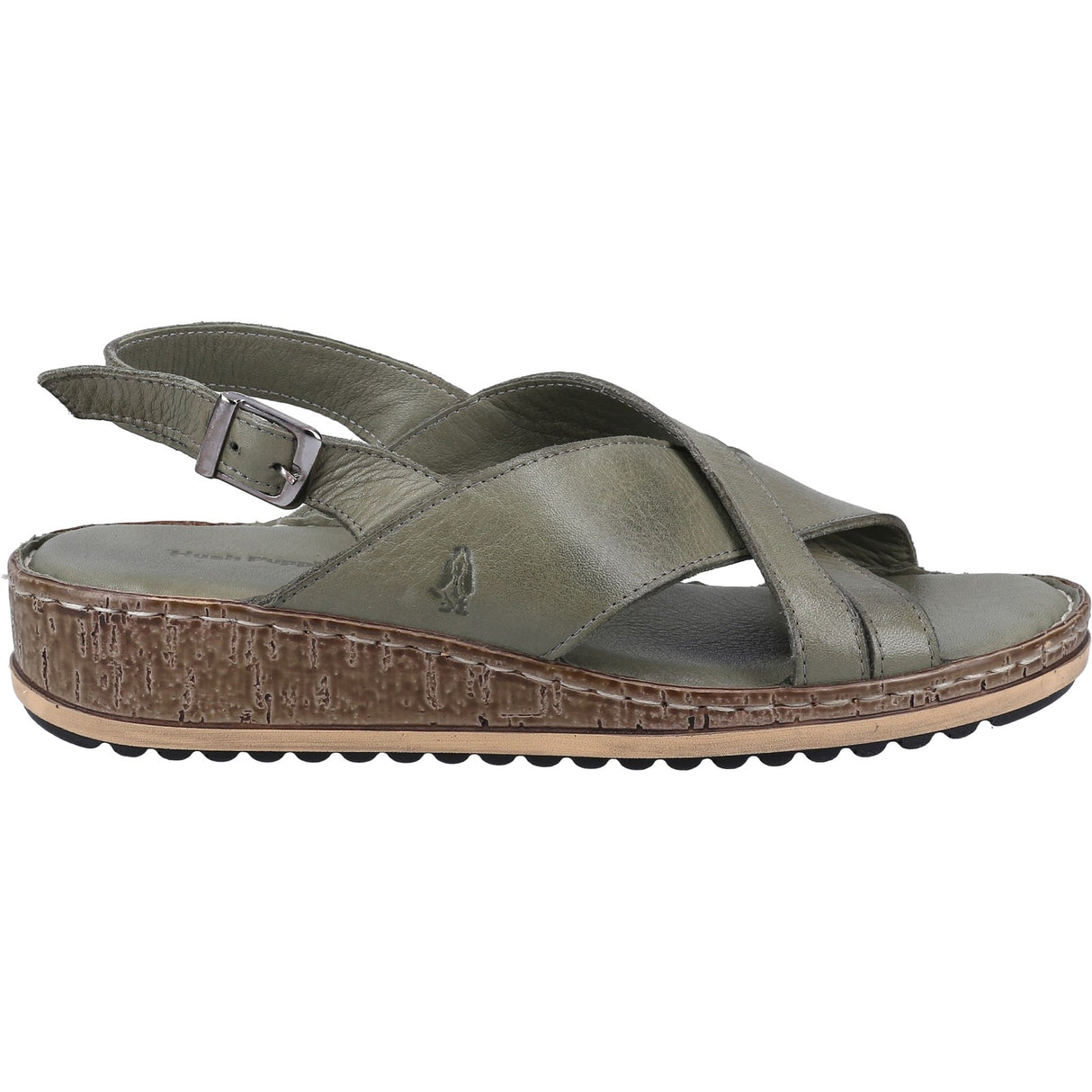 Hush Puppies Womens Elena Cross Over Wedge Sandal Olive