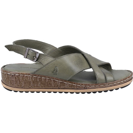 Hush Puppies Womens Elena Cross Over Wedge Sandal Olive