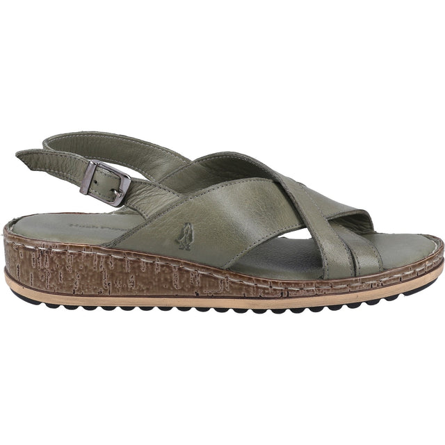 Hush Puppies Womens Elena Cross Over Wedge Sandal Olive