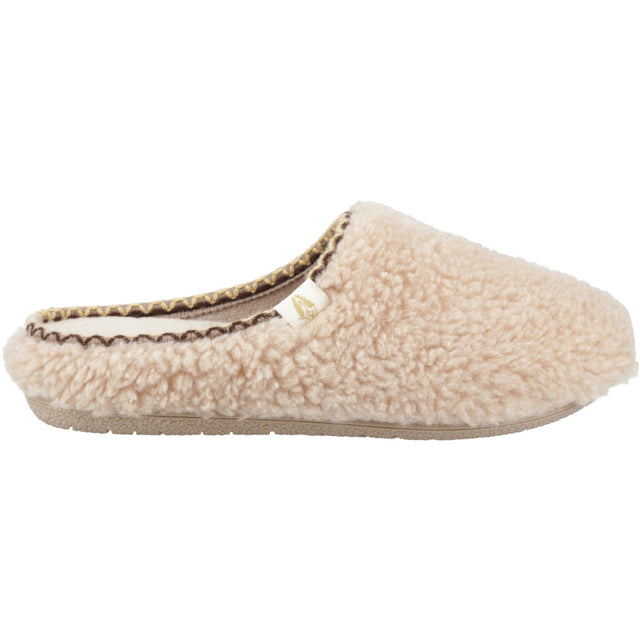 Hush Puppies Womens Good Slipper Teddy Mule Beige
