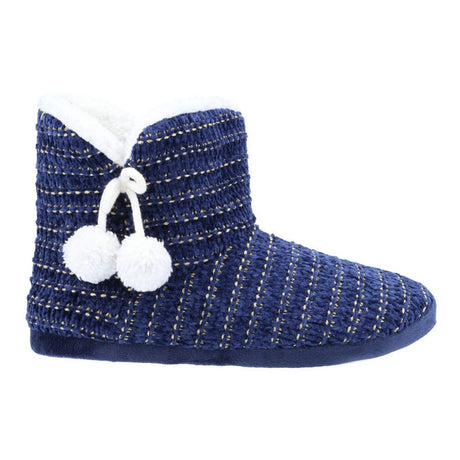 Divaz Womens Saturn Knitted Bootie Slipper Navy