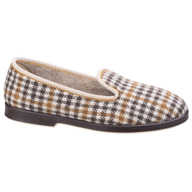 GBS Mens Everett Check Slipper Grey