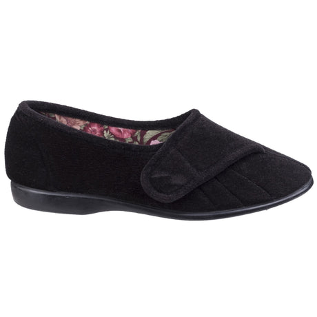 GBS Womens Audrey Touch Fastening Slipper Black