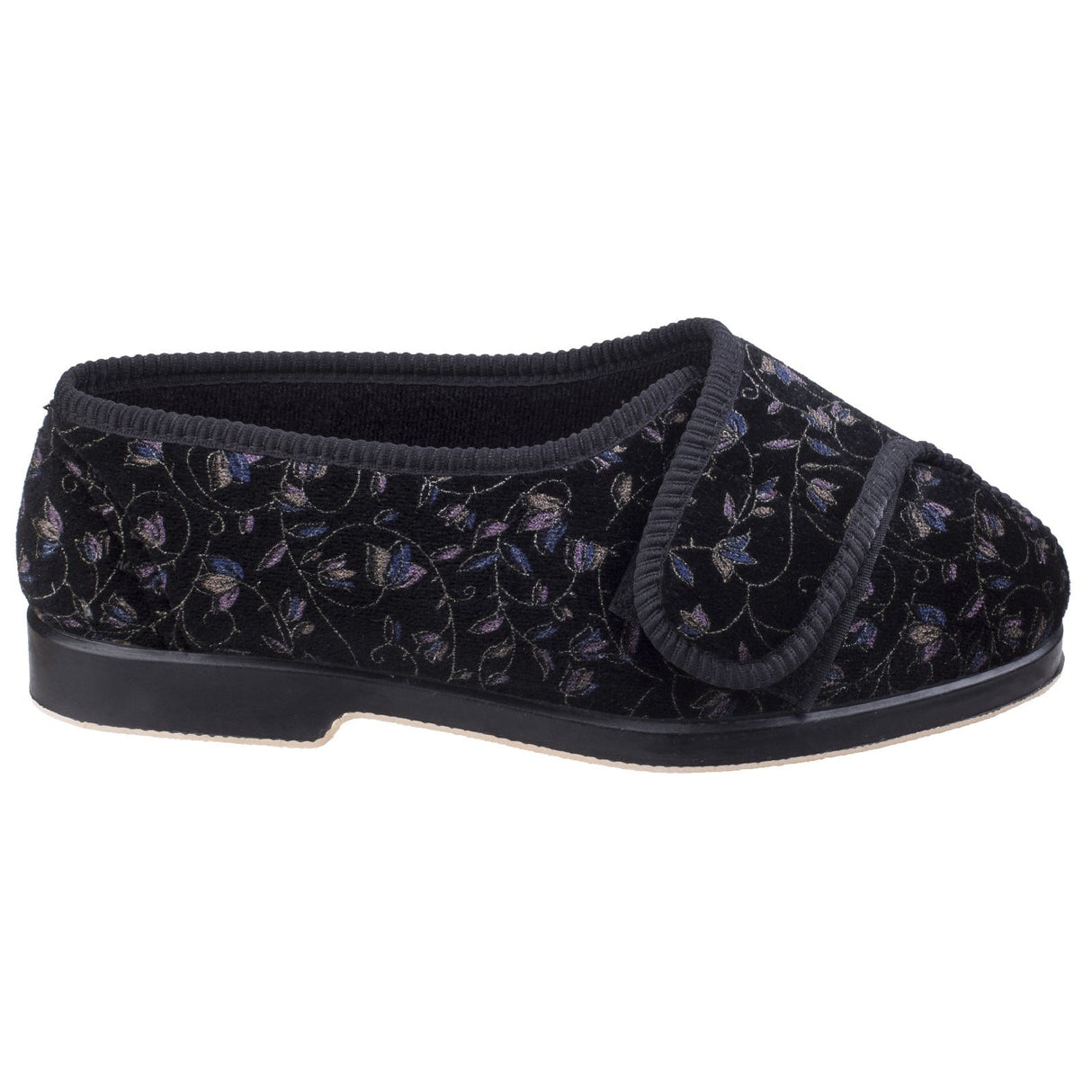 GBS Womens Nola Extra Wide Fit Ladies Slipper Black