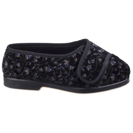 GBS Womens Nola Extra Wide Fit Ladies Slipper Black