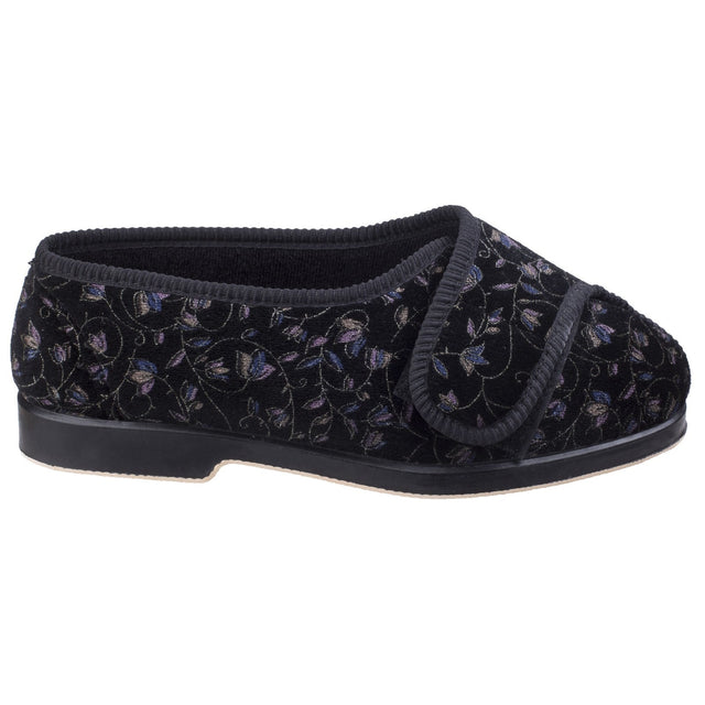 GBS Womens Nola Extra Wide Fit Ladies Slipper Black