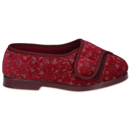 GBS Womens Nola Extra Wide Fit Ladies Slipper Wine