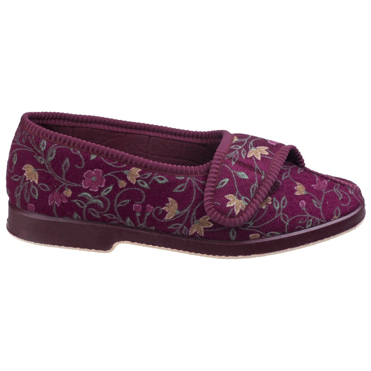 GBS Womens Wilma Ladies Wide Fit Slipper Wine