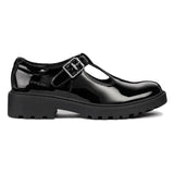 Geox Girls J Casey G. E Buckle Shoe Black Patent