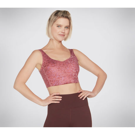 Skechers Womens Gosculpt Leopard Longline Bra Dark Pink