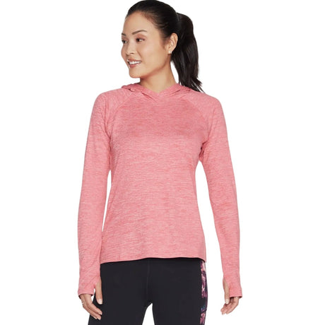 Skechers Womens Godri Brisk Escape Hooded Long Sleeve Top Red/Pink